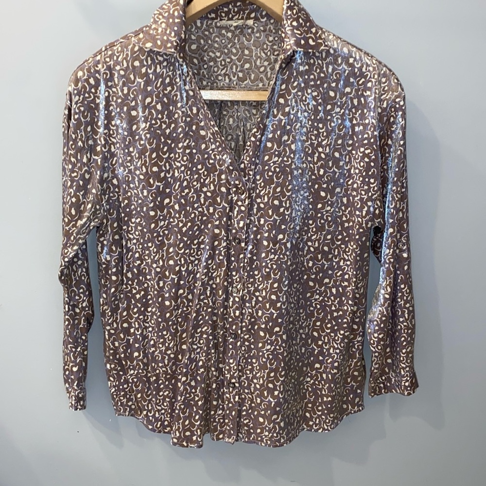 Silky animal print button up